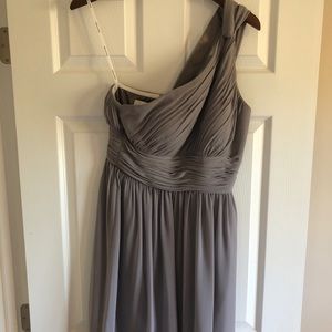 Donna Morgan Rhea One Shoulder Chiffon Dress Gray